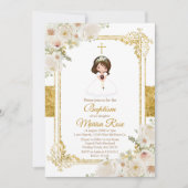 メキシコ金ゴールドフィエスタガールバプテスマ《キリスト教》洗礼式や命名式 招待状 (正面)