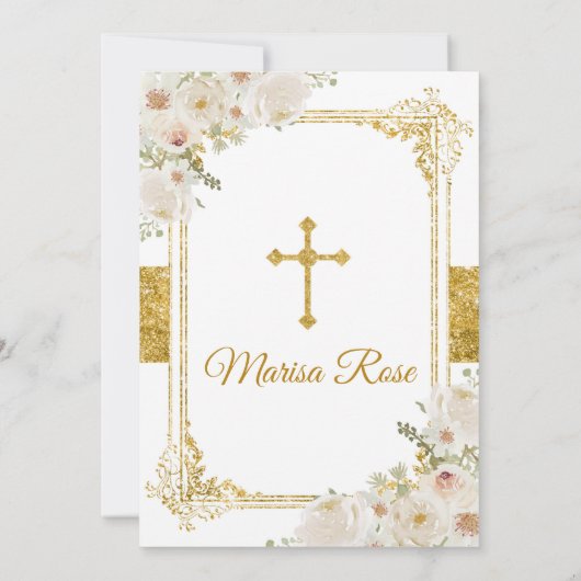 メキシコ金ゴールドフィエスタガールバプテスマ《キリスト教》洗礼式や命名式 招待状 (裏面)