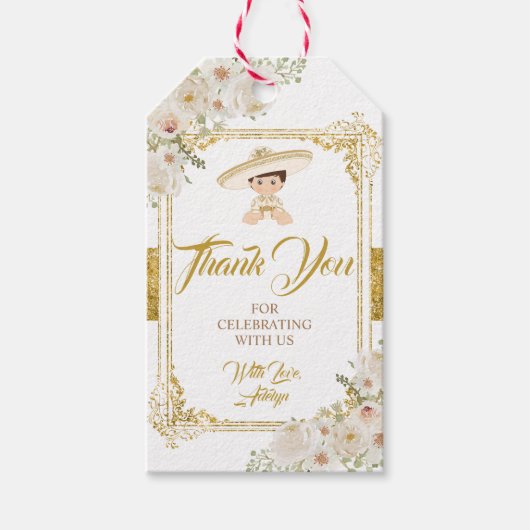 メキシコ金ゴールドフィエスタボーイバプテスマ《キリスト教》洗礼式や命名式 ギフトタグ (正面)