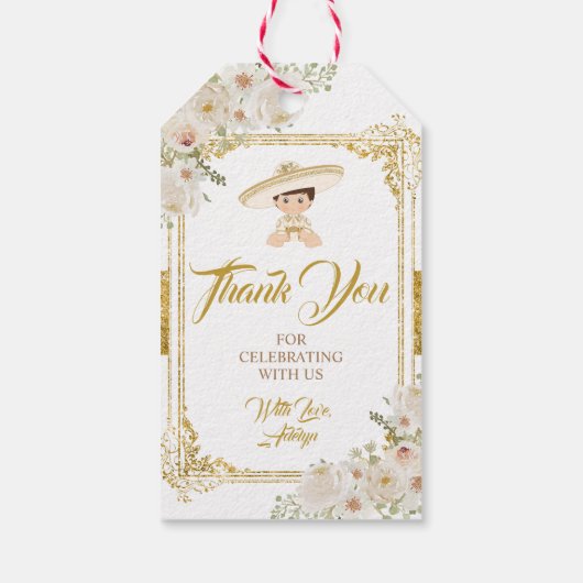 メキシコ金ゴールドフィエスタボーイバプテスマ《キリスト教》洗礼式や命名式 ギフトタグ (裏面)