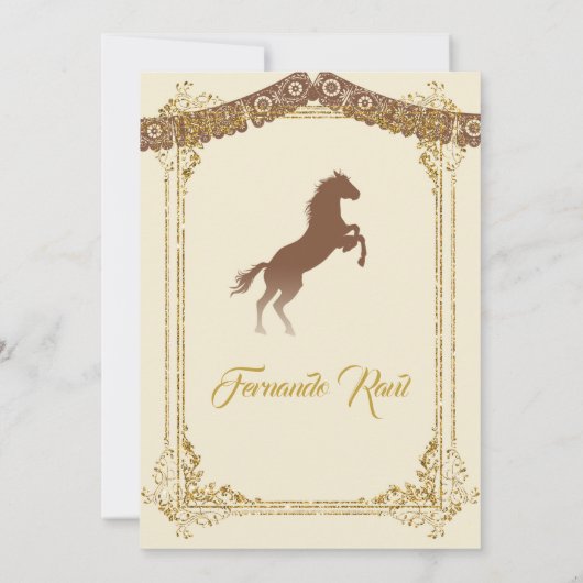 メキシコ金ゴールドブラウンフィエスタボーイバプテスマ《キリスト教》洗礼式や命名式 招待状 (裏面)