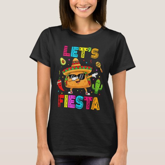 メキシコ風お祭り騒ぎ 面白いタコダビング シンコ デ マ Tシャツ (正面)
