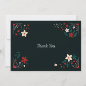 メキシコ風のエレガントなクリスマスレッドの結婚式 サンキューカード (正面)