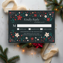 メキシコ風のレトロエレガントなクリスマス 赤い色の結婚式 RSVP