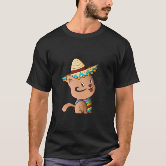 メキシコ風の可愛い子猫 メキシコ Tシャツ (正面)