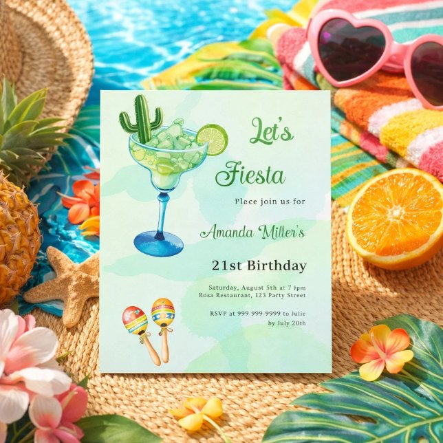 メキシコ風グリーンの誕生日パーティーの招待状 (クリエイターアップロード済み)