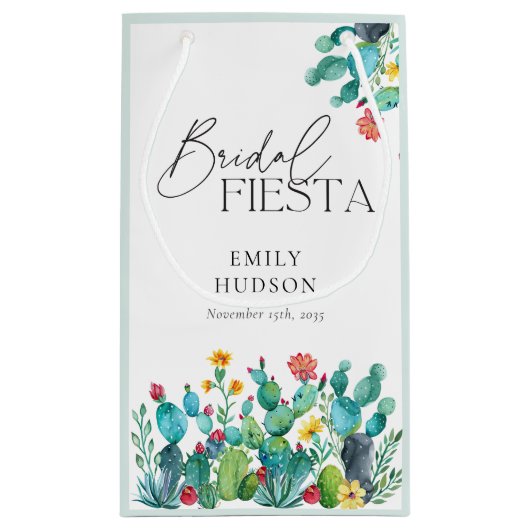 メキシコ風サボテンテーマのブライダルシャワー スモールペーパーバッグ (裏面)