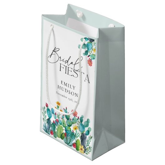 メキシコ風サボテンテーマのブライダルシャワー スモールペーパーバッグ (正面アングル)