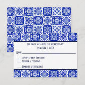 メキシコ風スペインタイルの出欠確認カード 出欠カード (正面/裏面)