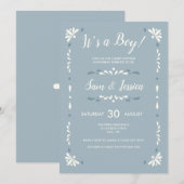 メキシコ風タラベラ 赤ちゃん男の子 誕生招待状 招待状 (正面/裏面)