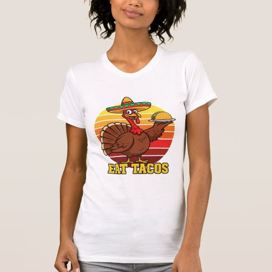 メキシコ風ファニーターキータコス感謝祭Tシャツ Tシャツ (正面)