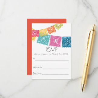 メキシコ風結婚式ペーパー・ピカドRSVP エンクロージャーカード