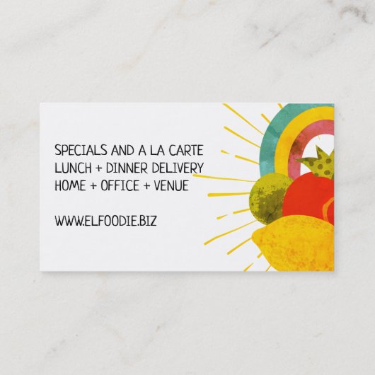 メキシコ食糧南西シェフのケイタリングビジネスカード 名刺 (裏面)