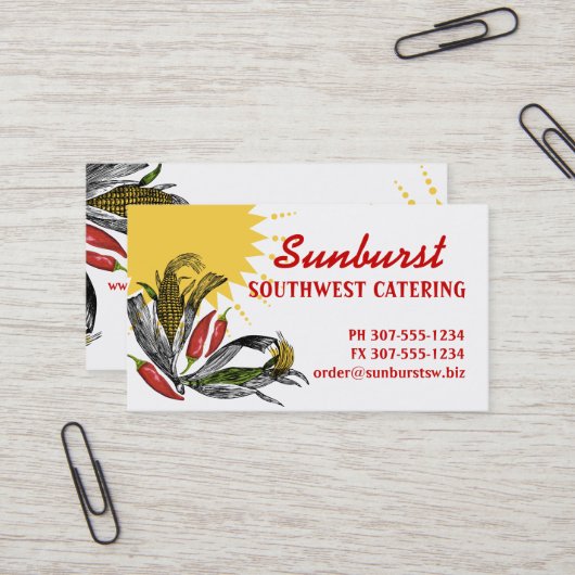 メキシコ食糧南西トウモロコシのコショウのシェフのケータリング 名刺 (正面/裏面インサイチュ)