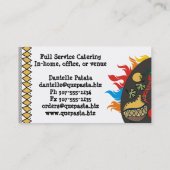 メキシコ食糧料理の燃えるような小鍋のケータリング 名刺 (裏面)