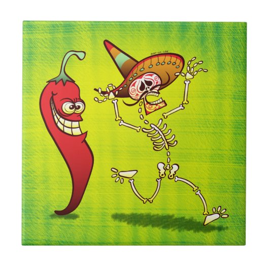 メキシコ骨組のための熱いチリペッパーの悪夢 タイル (正面)