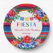 メキシコ鮮やかンセラペ&フローラ誕生日フィエスタ ペーパープレート (正面)