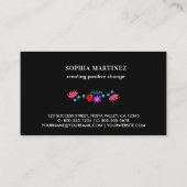 メキシコ鮮やかンフィエスタフローラブラックビジネスカード 名刺 (裏面)