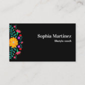 メキシコ鮮やかンフィエスタフローラブラックビジネスカード 名刺 (正面)