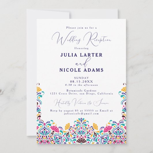 メキシコ鮮やかンフィエスタレインボーウェディングレセプション 招待状 (正面)