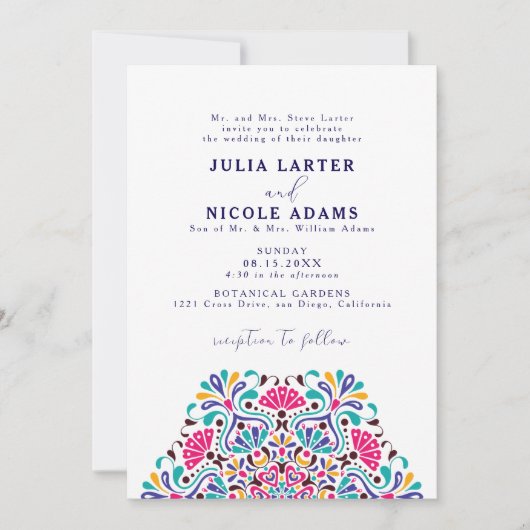 メキシコ鮮やかンフィエスタレインボーマンダラ結婚ズ 招待状 (正面)