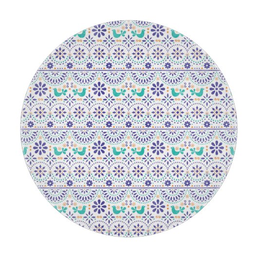 メキシコ鳥のタイルの民芸パターン カッティングボード (正面)