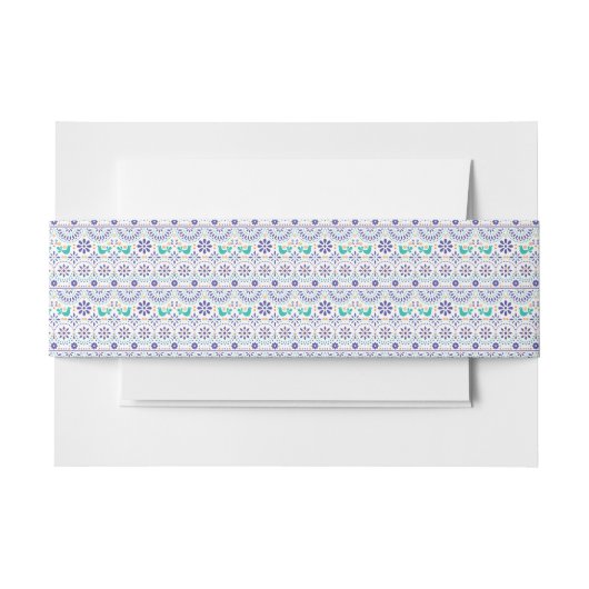 メキシコ鳥のタイルの民芸パターン 招待状ベリーバンド (正面例)