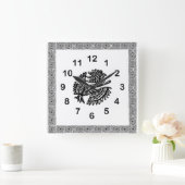 メキシコ鳥のモチーフの柱時計 スクエア壁時計 (ホーム)