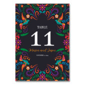 メキシコ黒カラフルフローラヌエストラ結婚ボダ テーブルナンバー (正面)