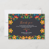 メキシコ黒フローラカラフル植物学結婚院 サンキューカード (正面)