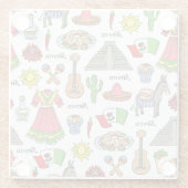 メキシコ|の記号パターン ガラスコースター (裏面)