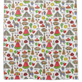 メキシコ|の記号パターン シャワーカーテン (正面)