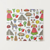 メキシコ|の記号パターン タペストリー (正面(横))