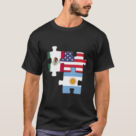 メキシコ アルゼンチン アメリカ パズル Tシャツ (正面)