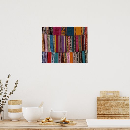 メキシコ、オアハカ州、オアハカ州、ベルトを織り込んだ ポスター (キッチン)