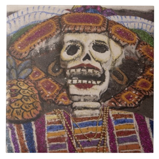 メキシコ、オアハカ州。砂のタペストリー (tapete de arena) タイル (正面)