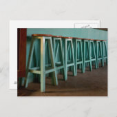 メキシコ、オアハカ、グリーンバースツールラインウォール ポストカード (正面/裏面)