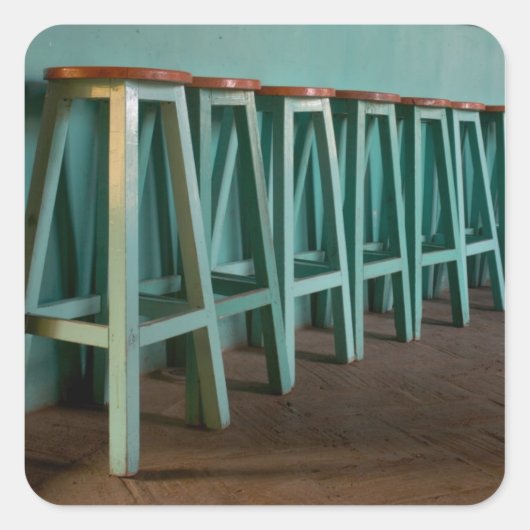 メキシコ、オアハカ、グリーンバーストールライン壁 スクエアシール (正面)