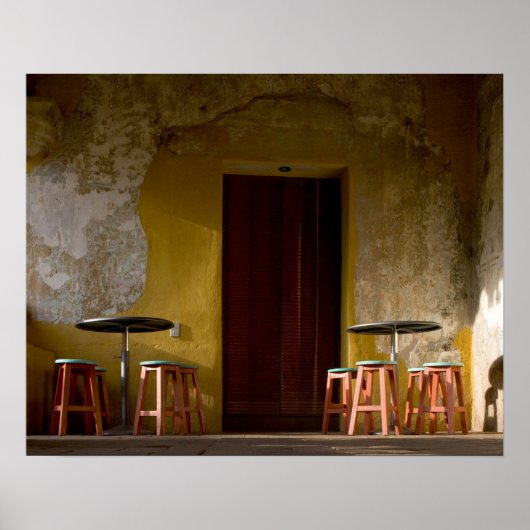 メキシコ、オアハカ、午後の日照灯バルコニー ポスター (正面)