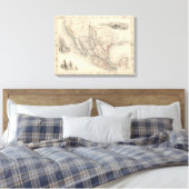 メキシコ、カリフォルニア、テキサス州の地図 キャンバスプリント (インサイチュ (寝室))