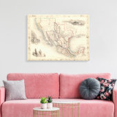 メキシコ、カリフォルニア、テキサス州の地図 キャンバスプリント (インサイチュ (リビング))