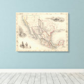 メキシコ、カリフォルニア、テキサス州の地図 キャンバスプリント (インサイチュ (ウッドフロア))