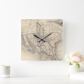 メキシコ、カリフォルニア、テキサス州の地図 スクエア壁時計 (ホーム)