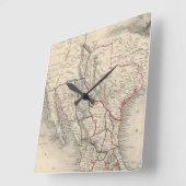 メキシコ、カリフォルニア、テキサス州の地図 スクエア壁時計 (傾斜)