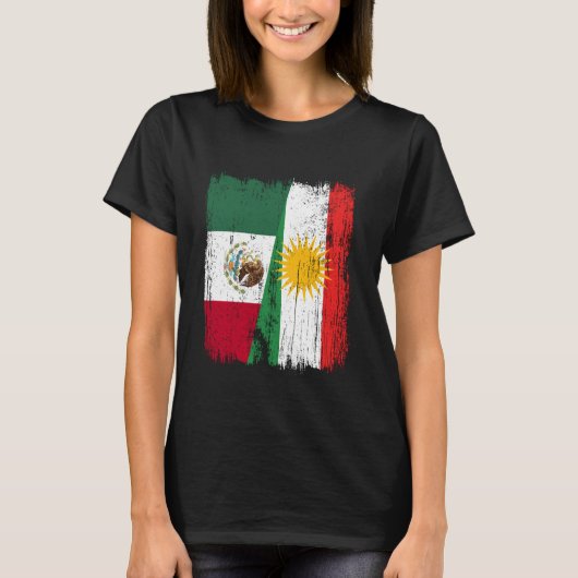 メキシコ クルド ハーフフラグ メキシコ クルドの伝統 Tシャツ (正面)