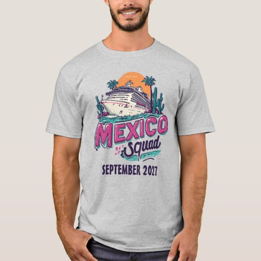 メキシコ クルーズ スクワッド 船 出航 カスタム グループ Tシャツ (正面)