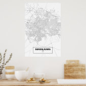 メキシコ，グアダラハラ（黒と白） ポスター (キッチン)