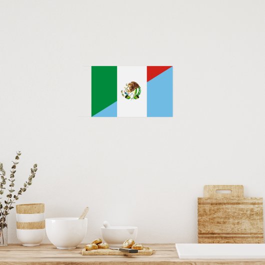 メキシコ・グアテマラ半国旗の国記号 ポスター (キッチン)
