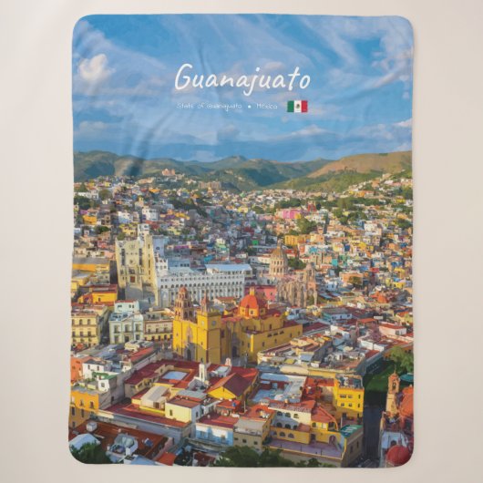 メキシコ グアナフアト - 色とりどりの街並み シェルパブランケット (正面)