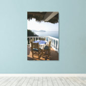 メキシコ、ゲレロ、ジワタネホ。カフェ表 キャンバスプリント (インサイチュ (ウッドフロア))